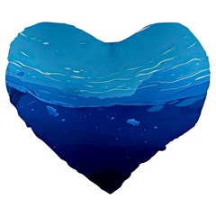 Ai Generated Ocean Sea Fish Underwater Water Large 19  Premium Heart Shape Cushions by Ravend