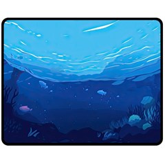 Ai Generated Ocean Sea Fish Underwater Water Two Sides Fleece Blanket (medium) by Ravend