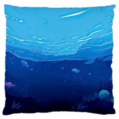 Ai Generated Ocean Sea Fish Underwater Water Standard Premium Plush Fleece Cushion Case (one Side) by Ravend