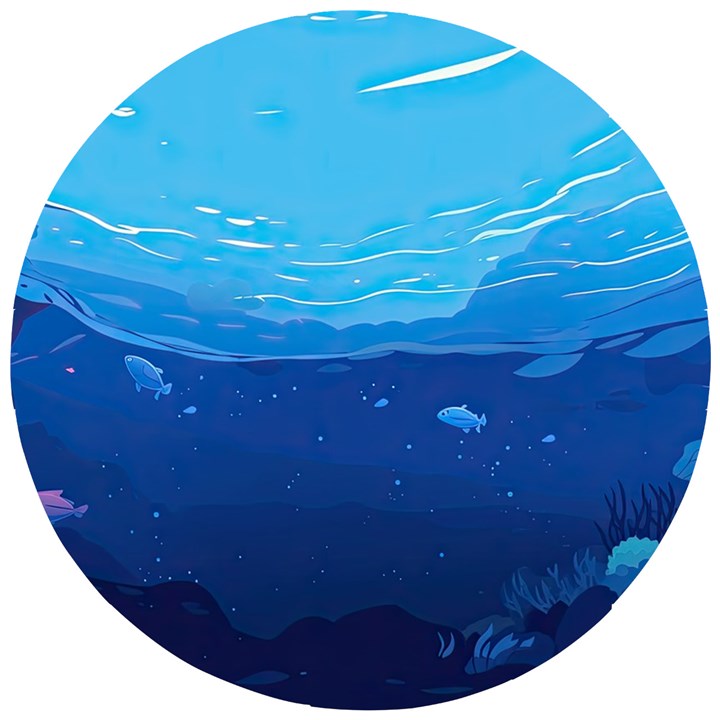 Ai Generated Ocean Sea Fish Underwater Water Wooden Puzzle Round