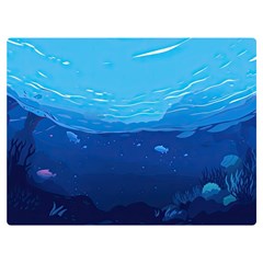 Ai Generated Ocean Sea Fish Underwater Water Premium Plush Fleece Blanket (extra Small) by Ravend