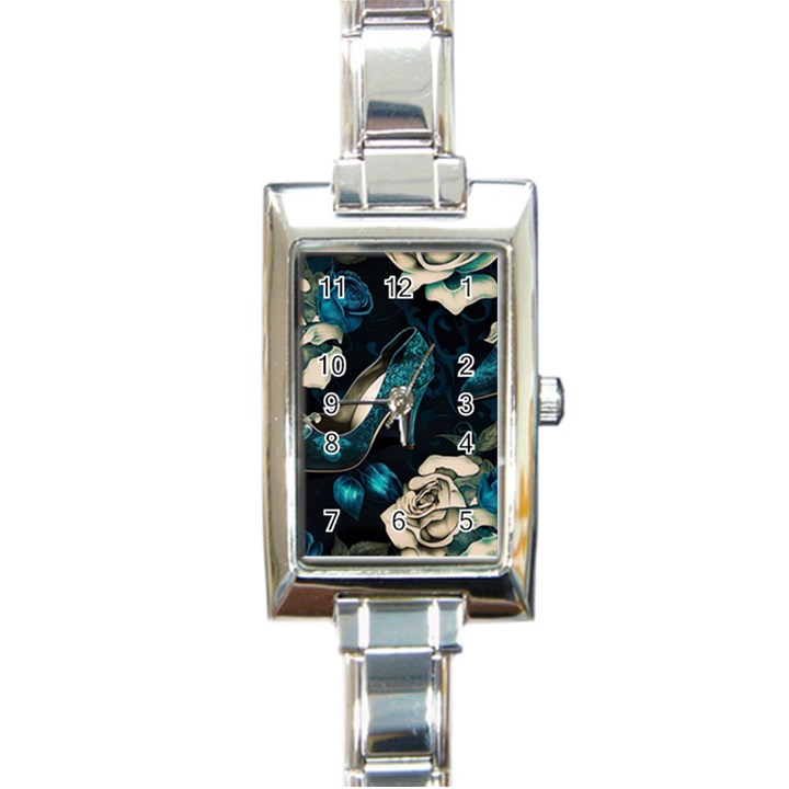 Glass Slipper Blues Fairytale Rectangle Italian Charm Watch