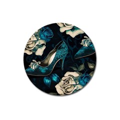 Glass Slipper Blues Fairytale Magnet 3  (round) by Ravend