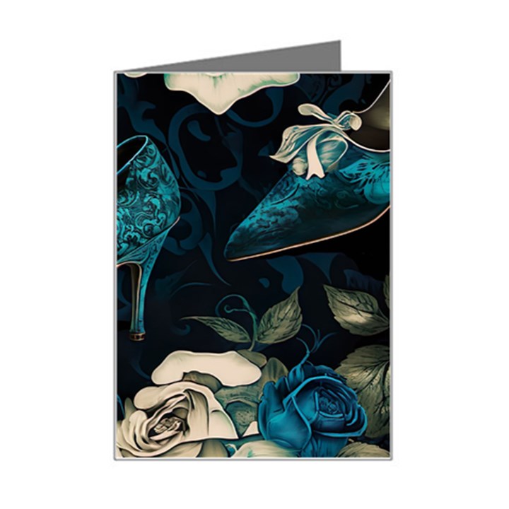 Glass Slipper Blues Fairytale Mini Greeting Card