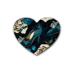 Glass Slipper Blues Fairytale Rubber Heart Coaster (4 Pack) by Ravend