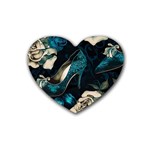 Glass Slipper Blues Fairytale Rubber Heart Coaster (4 pack) Front