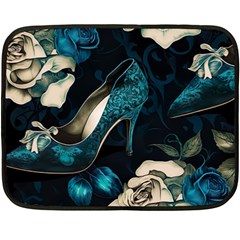 Glass Slipper Blues Fairytale Two Sides Fleece Blanket (mini) by Ravend