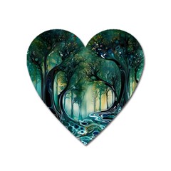 Trees Forest Mystical Forest Nature Heart Magnet by Ravend