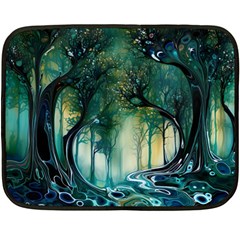 Trees Forest Mystical Forest Nature Two Sides Fleece Blanket (mini) by Ravend