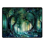 Trees Forest Mystical Forest Nature Two Sides Fleece Blanket (Small) 45 x34  Blanket Back