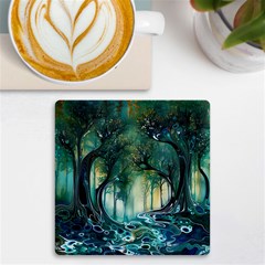 Trees Forest Mystical Forest Nature Uv Print Square Tile Coaster  by Ravend