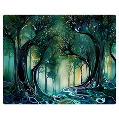 Trees Forest Mystical Forest Nature Premium Plush Fleece Blanket (medium)