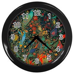 Ai Generated Flowers Trees Forest Mystical Forest Wall Clock (black) by Ravend