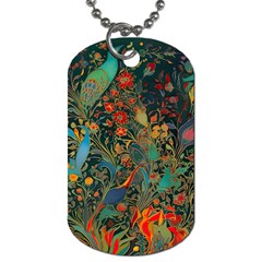 Ai Generated Flowers Trees Forest Mystical Forest Dog Tag (one Side) by Ravend