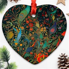 Ai Generated Flowers Trees Forest Mystical Forest Heart Ornament (two Sides)