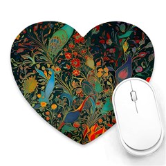 Ai Generated Flowers Trees Forest Mystical Forest Heart Mousepad by Ravend