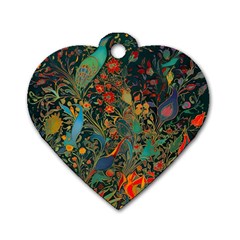 Ai Generated Flowers Trees Forest Mystical Forest Dog Tag Heart (one Side) by Ravend