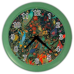 Ai Generated Flowers Trees Forest Mystical Forest Color Wall Clock by Ravend