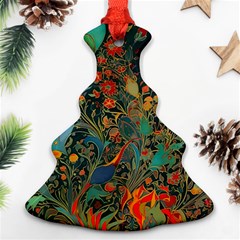 Ai Generated Flowers Trees Forest Mystical Forest Christmas Tree Ornament (two Sides) by Ravend