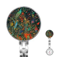 Ai Generated Flowers Trees Forest Mystical Forest Stainless Steel Nurses Watch by Ravend