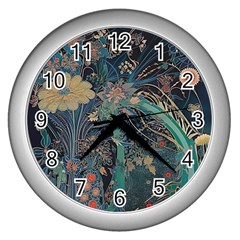 Ai Generated Flower Trees Forest Mystical Forest Wall Clock (silver) by Ravend