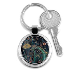 Ai Generated Flower Trees Forest Mystical Forest Key Chain (round) by Ravend