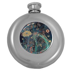 Ai Generated Flower Trees Forest Mystical Forest Round Hip Flask (5 Oz) by Ravend