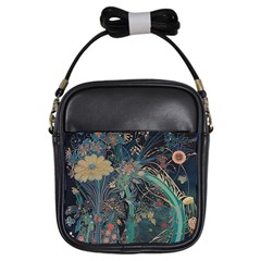 Ai Generated Flower Trees Forest Mystical Forest Girls Sling Bag by Ravend