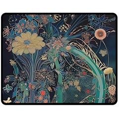 Ai Generated Flower Trees Forest Mystical Forest Two Sides Fleece Blanket (medium) by Ravend