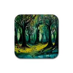 Ai Generated Trees Forest Mystical Forest Nature Art Rubber Coaster (square) by Ravend