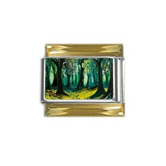 Ai Generated Trees Forest Mystical Forest Nature Art Gold Trim Italian Charm (9mm) by Ravend