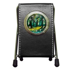 Ai Generated Trees Forest Mystical Forest Nature Art Pen Holder Desk Clock by Ravend