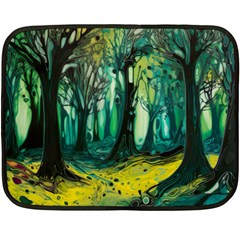 Ai Generated Trees Forest Mystical Forest Nature Art Fleece Blanket (mini) by Ravend