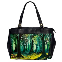 Ai Generated Trees Forest Mystical Forest Nature Art Oversize Office Handbag (2 Sides) by Ravend