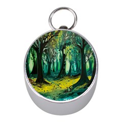 Ai Generated Trees Forest Mystical Forest Nature Art Mini Silver Compasses by Ravend