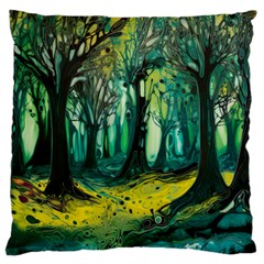 Ai Generated Trees Forest Mystical Forest Nature Art Standard Premium Plush Fleece Cushion Case (two Sides) by Ravend