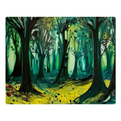 Ai Generated Trees Forest Mystical Forest Nature Art Two Sides Premium Plush Fleece Blanket (large) by Ravend