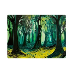 Ai Generated Trees Forest Mystical Forest Nature Art Premium Plush Fleece Blanket (mini)