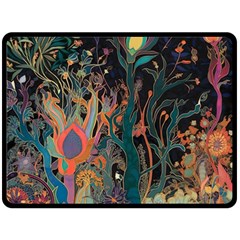 Ai Generated Trees Forest Mystical Forest Nature Two Sides Fleece Blanket (Large)