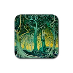 Nature Trees Forest Mystical Forest Jungle Rubber Coaster (square) by Ravend