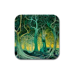 Nature Trees Forest Mystical Forest Jungle Rubber Square Coaster (4 Pack) by Ravend