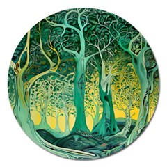 Nature Trees Forest Mystical Forest Jungle Magnet 5  (round) by Ravend