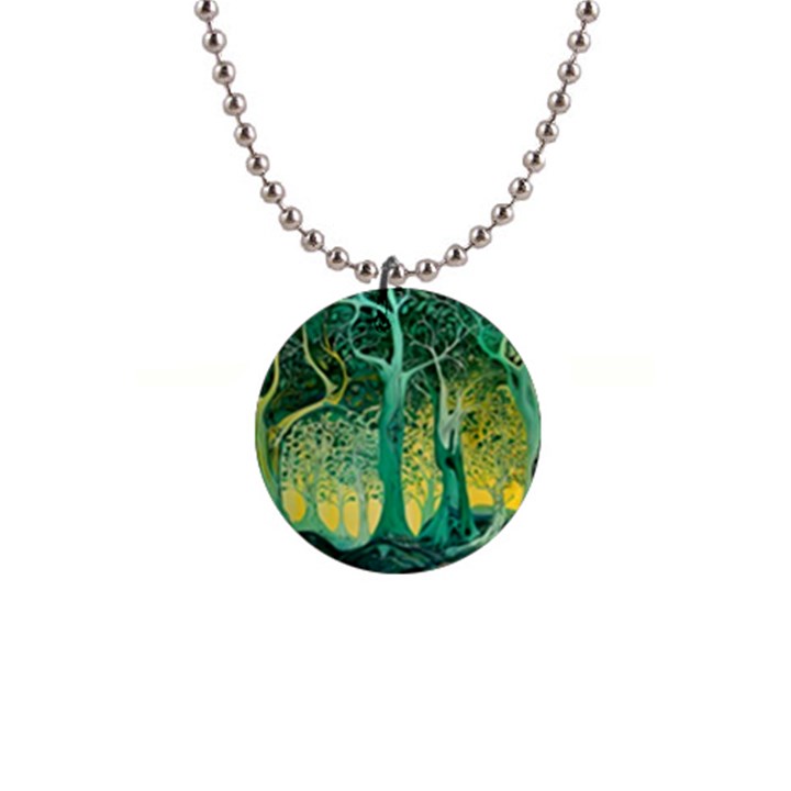 Nature Trees Forest Mystical Forest Jungle 1  Button Necklace