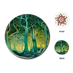 Nature Trees Forest Mystical Forest Jungle Playing Cards Single Design (round)