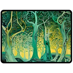 Nature Trees Forest Mystical Forest Jungle Fleece Blanket (large) by Ravend