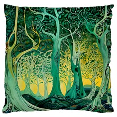 Nature Trees Forest Mystical Forest Jungle Large Cushion Case (one Side) by Ravend