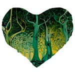 Nature Trees Forest Mystical Forest Jungle Large 19  Premium Flano Heart Shape Cushions Back