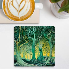 Nature Trees Forest Mystical Forest Jungle Uv Print Square Tile Coaster  by Ravend