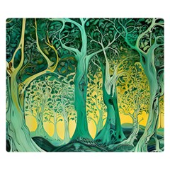 Nature Trees Forest Mystical Forest Jungle Premium Plush Fleece Blanket (small) by Ravend