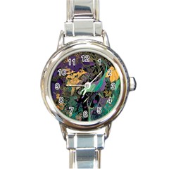 Ai Generated Flowers Trees Forest Mystical Forest Pattern Round Italian Charm Watch by Ravend